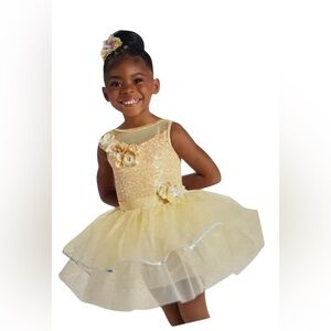 NWOT Weissman Yellow Ballet Tutu Halloween Floral Dance Costume Size Small